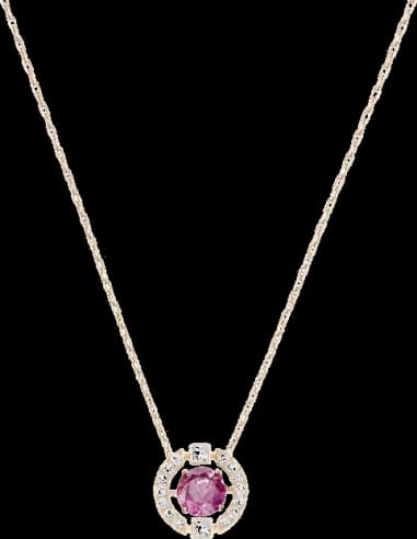 Collier Swarovski Sparkling Dance Round 5279421 pour Femme, plaqué or rose avec pierre fuchsia