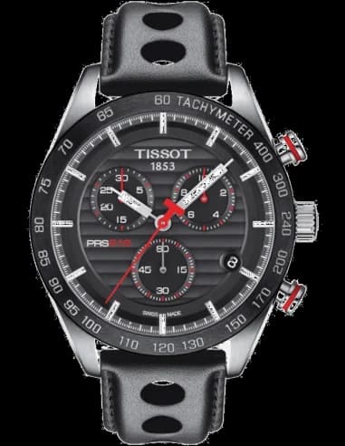 Montre Tissot T1004171605100 Chronographe PRS 516 en Cuir Perforé Noir