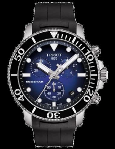 Montre Tissot T1204171704100 Seastar 1000 Chronographe Bleu en Acier et Caoutchouc