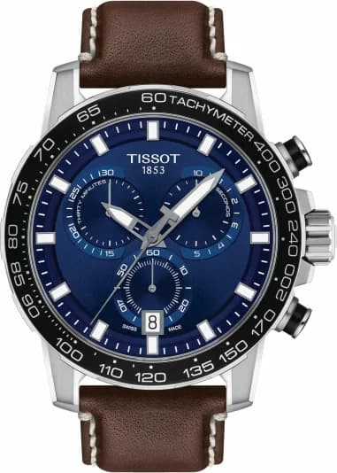 Montre Tissot T1256171604100 Supersport Chrono Bracelet Cuir Marron 45,5 mm