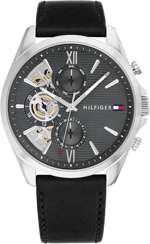 Montre Homme Tommy Hilfiger Baker 1710644 cadran gris bracelet cuir