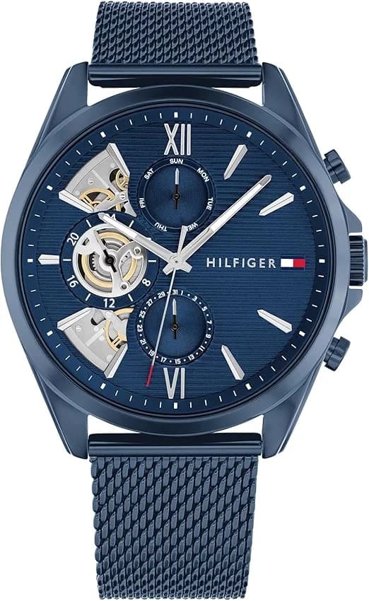 Montre Homme Tommy Hilfiger Baker 1710648 cadran bleu bracelet maille milanaise