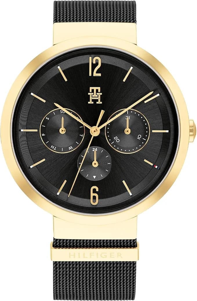 Montre Femme Tommy Hilfiger Lidia 1782540 cadran noir bracelet maille milanaise