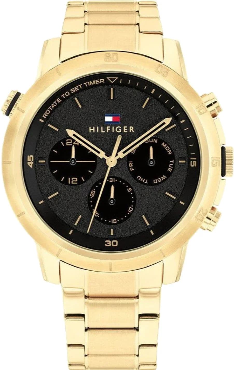 Montre Homme Tommy Hilfiger Troy 1792109 cadran noir bracelet acier
