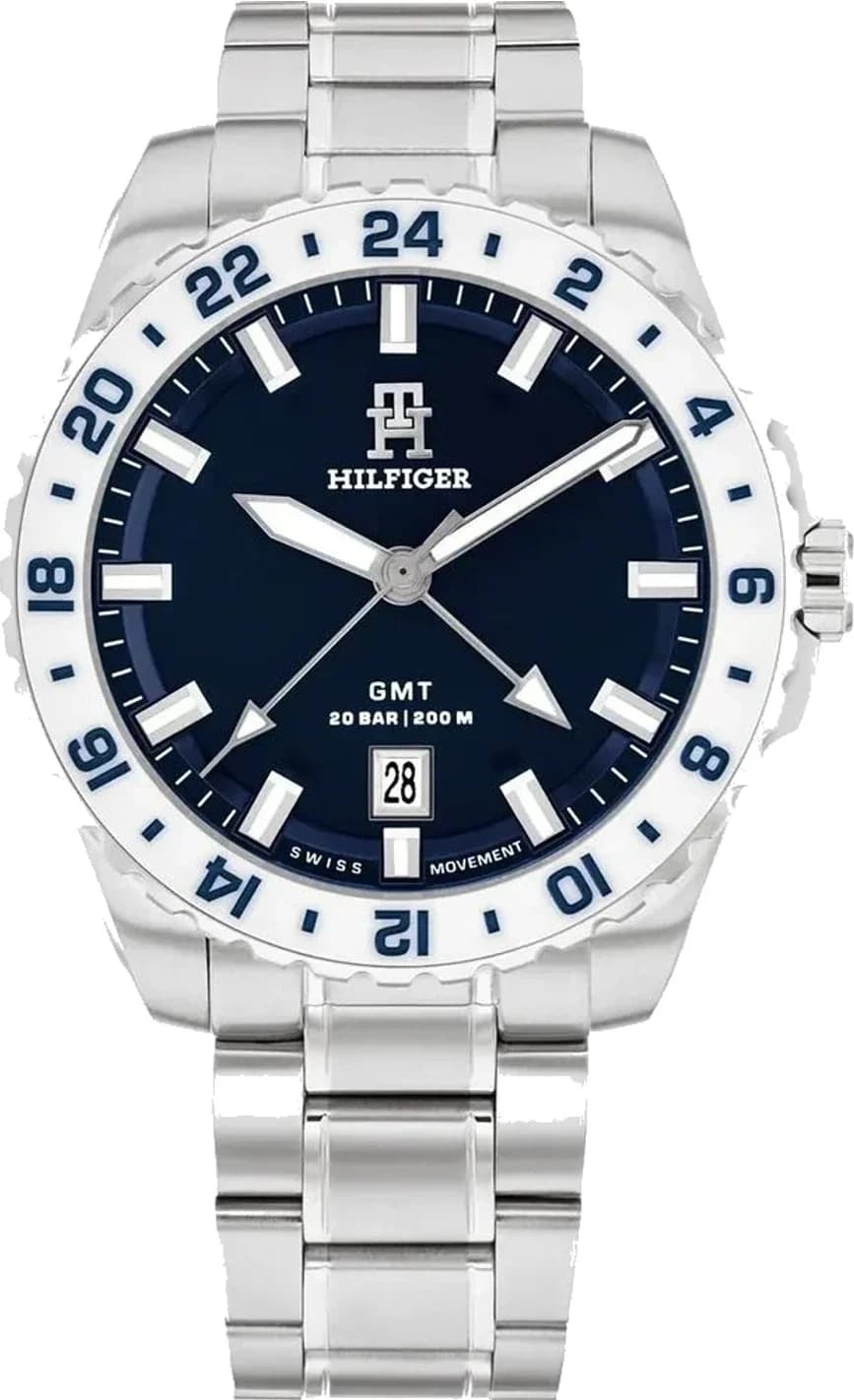 Montre Homme Tommy Hilfiger TH85 GMT 1792132 cadran bleu bracelet acier
