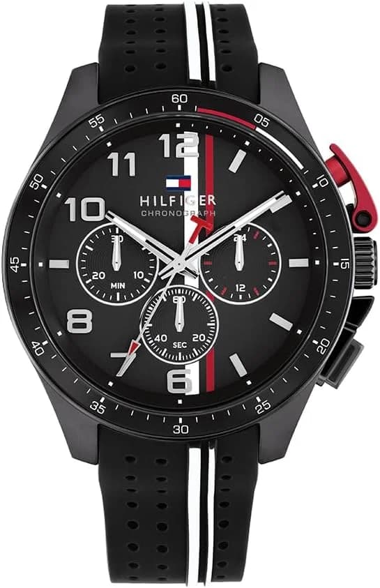 Montre Homme Tommy Hilfiger Bank 1792168 cadran noir bracelet silicone