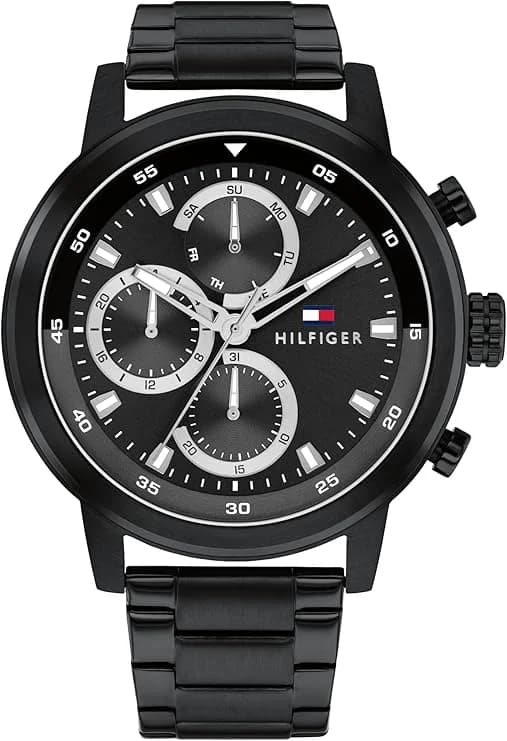 Montre Homme Tommy Hilfiger Rocky 1792217 cadran noir bracelet acier