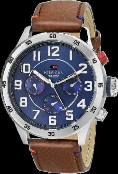 Montre Tommy Hilfiger 1791066 avec Boîtier en Acier et Bracelet en Cuir Marron
