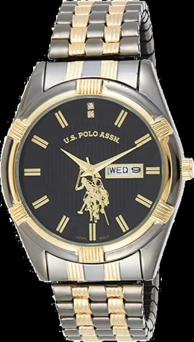 Montre Homme US Polo en métal bicolore gris et or
