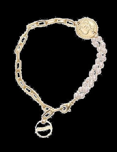 Bracelet à perles style grecque Victoria Bradley en acier plaqué doré