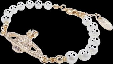 Bracelet Vivienne Westwood bas relief en perles blanches vue 2