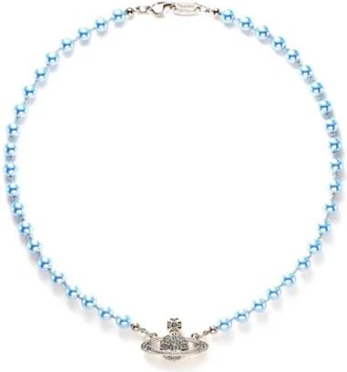 Choker Vivienne westwood bas relief en perles bleues
