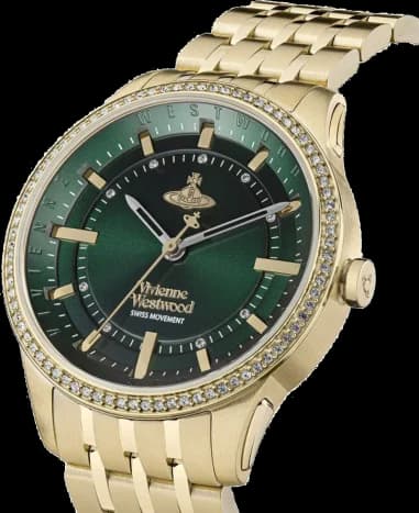Montre Femme Vivienne Westwood East End VV262GRGD bracelet doré en acier cadran vert vue 4