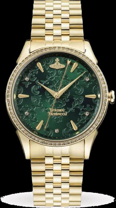 Montre Femme Vivienne Westwood Wallace VV208GDGD bracelet doré en acier cadran vert
