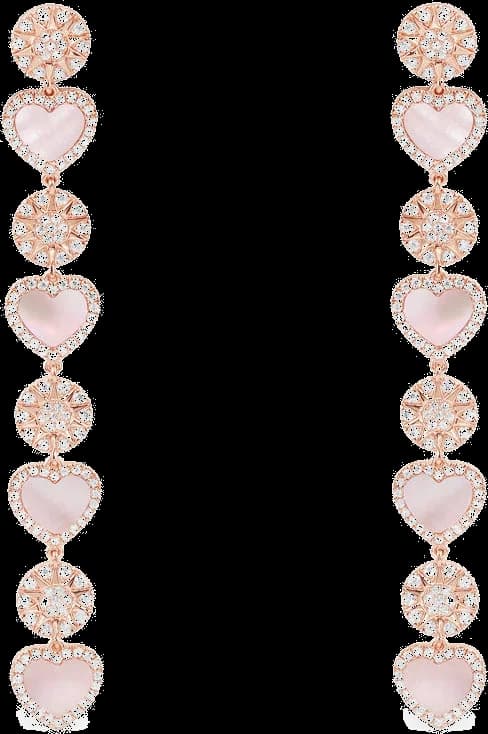 Boucles d'oreilles pendantes APM Monaco coeur en nacre rose - Réf. PE13731XNAC