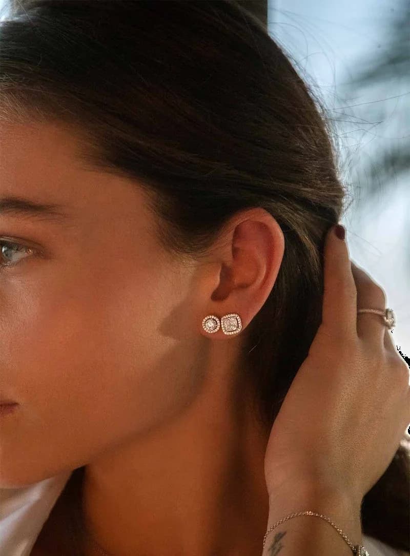 Boucles d'oreilles clous carrés en argent 925 APM Monaco, référence AE14580OX, pour femme vue 2