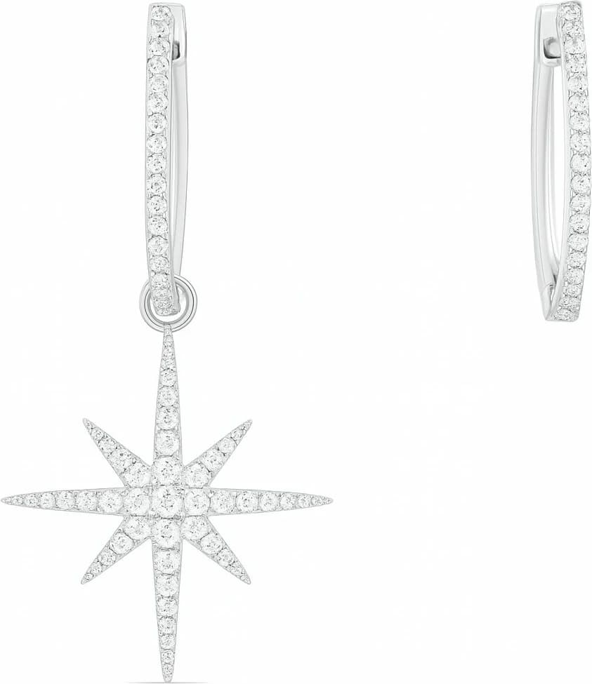Boucles d'oreilles asymétriques en argent 925 APM Monaco Météorites, zircons blancs, réf. AE10964OX