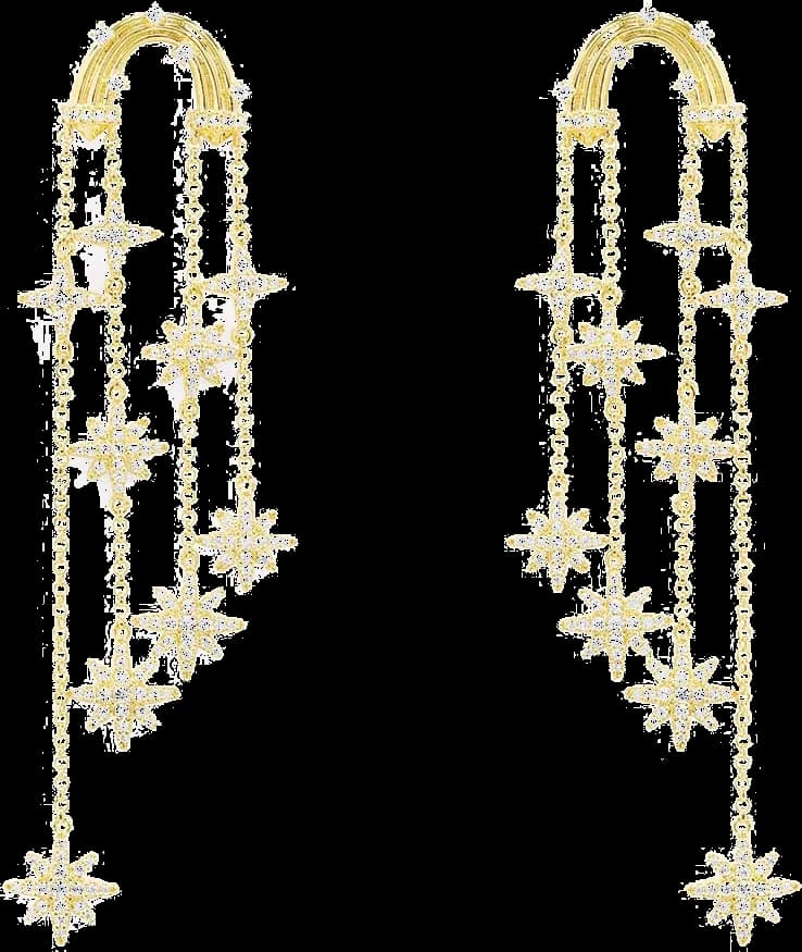 Boucles d'oreilles longues APM Monaco Météorites plaqué or jaune - Réf. YE14492OX