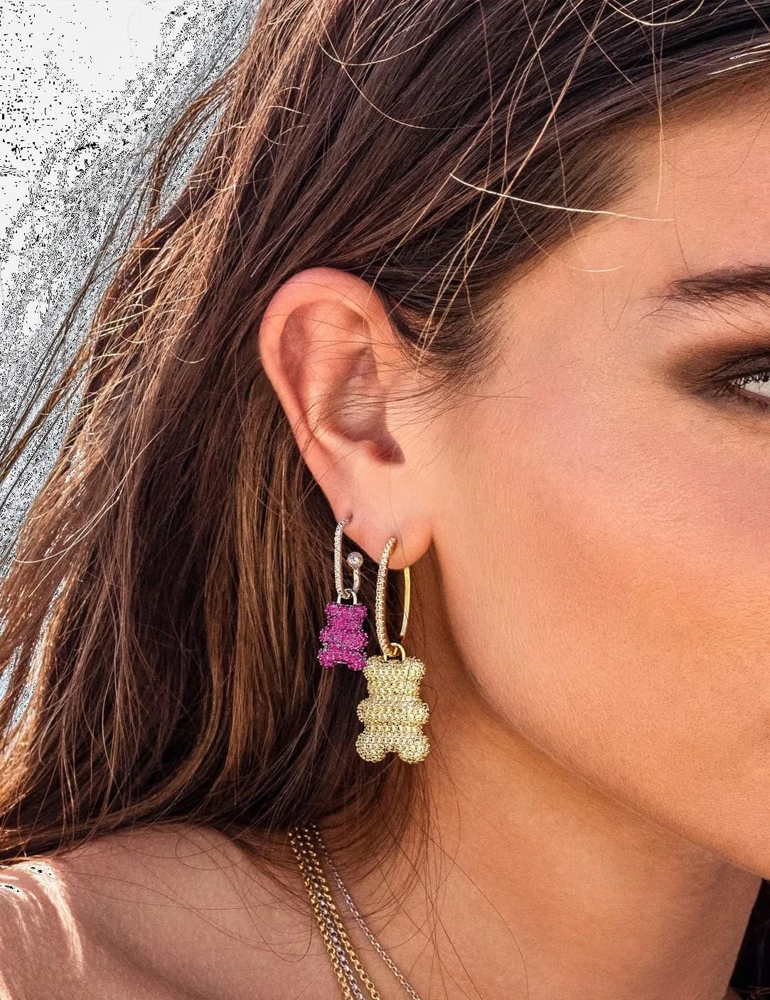 Boucle d'oreille individuelle APM Monaco Yummy Bear Baby Clip Valentin plaqué or 18k - YE13983XRVPL vue 2