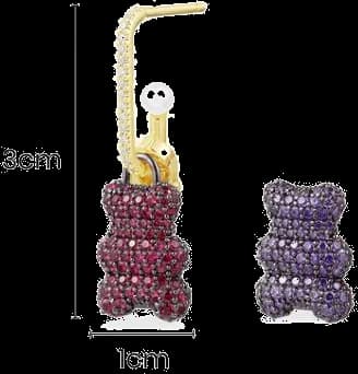 Boucle d'oreille individuelle APM Monaco Yummy Bear Baby Clip Valentin plaqué or 18k - YE13983XRVPL vue 3