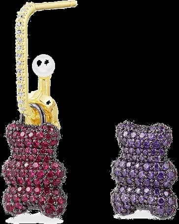 Boucle d'oreille individuelle APM Monaco Yummy Bear Baby Clip Valentin plaqué or 18k - YE13983XRVPL