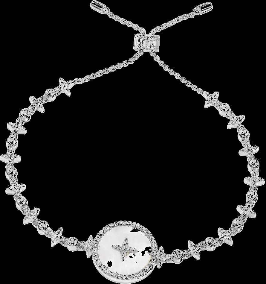 Bracelet femme APM Monaco ajustable en argent 925, étoile zirconium et nacre rose - Réf. AB3582XNA