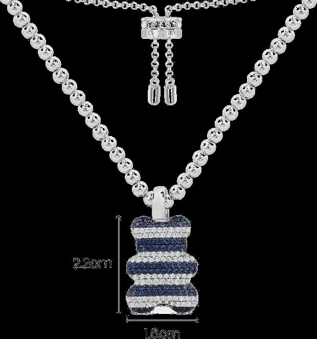 Collier APM Monaco AC6880XKB en argent, pendentif ourson Yummy Bear Saint Tropez pavé de zirconium bleu et blanc, unisexe vue 4