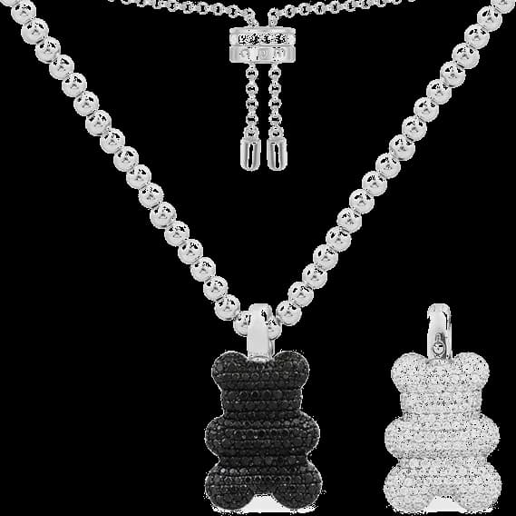 Collier APM Monaco AC6768XBZ en argent 925, motif Ours Yummy Bear pavé de cristaux, unisexe