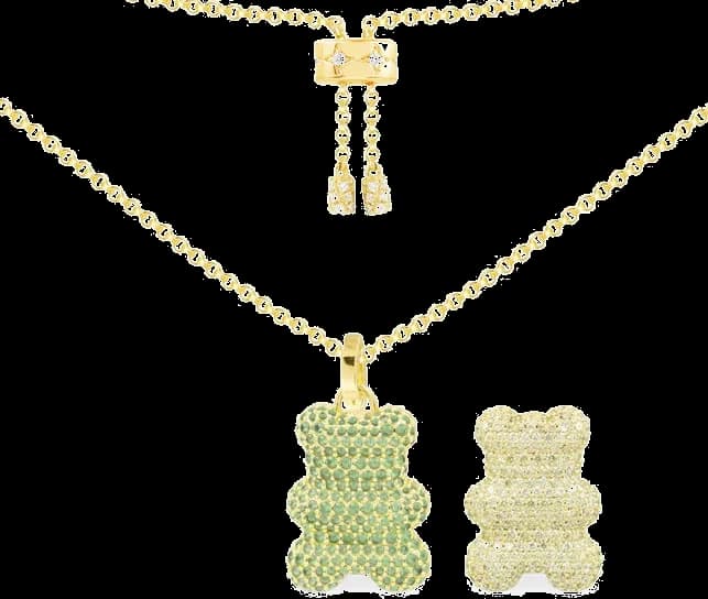 Collier APM Monaco Yummy Bear Wonderland en argent 925, ourson pavé de cristaux, réglable 42-65 cm, unisexe, réf. YC6483XLIY