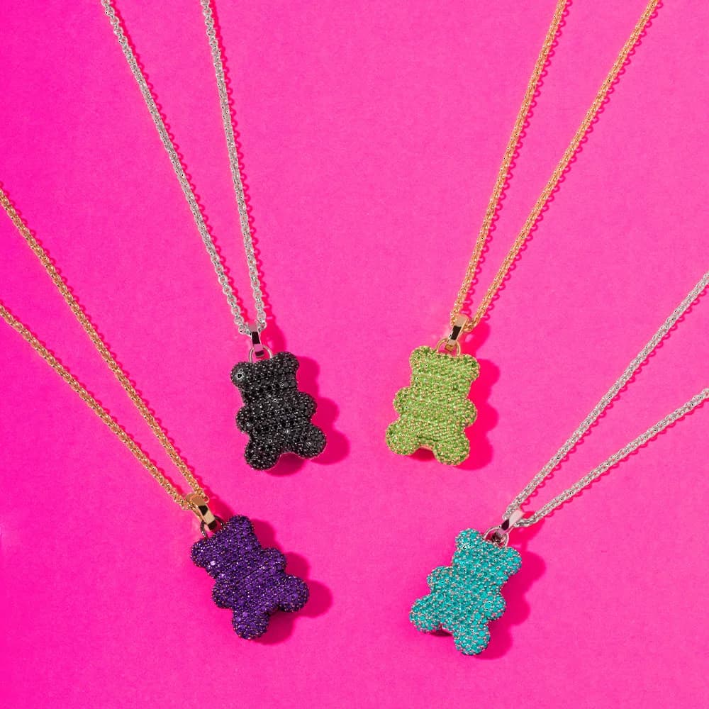 Collier APM Monaco YC6431XLIY en or jaune, pendentif ourson Yummy Bear pavé de zirconium, unisexe vue 4