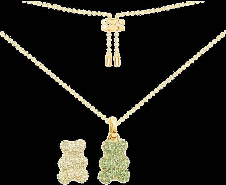 Collier APM Monaco YC6431XLIY en or jaune, pendentif ourson Yummy Bear pavé de zirconium, unisexe