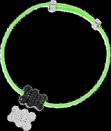 Bracelet unisexe APM Monaco Yummy Bear Baby Mood vert fluo en argent 925 et nylon, réf. AB4680XBZG-S