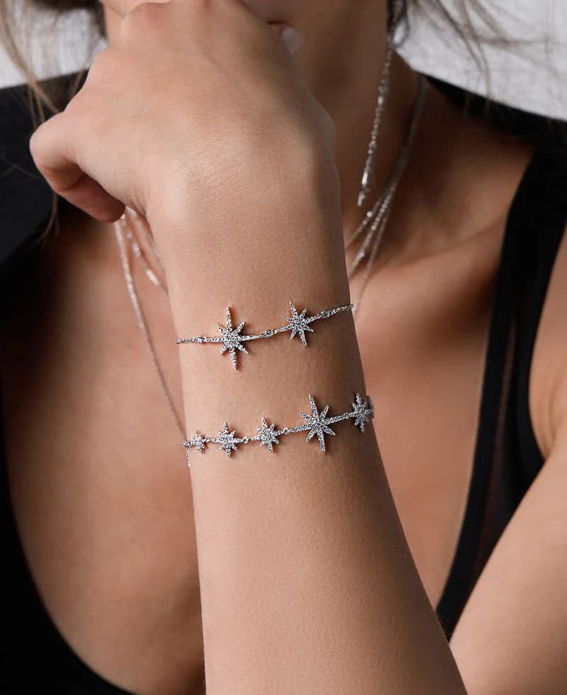 Bracelet ajustable pour femme APM Monaco AB4112OX en argent 925 avec motifs météorites vue 2