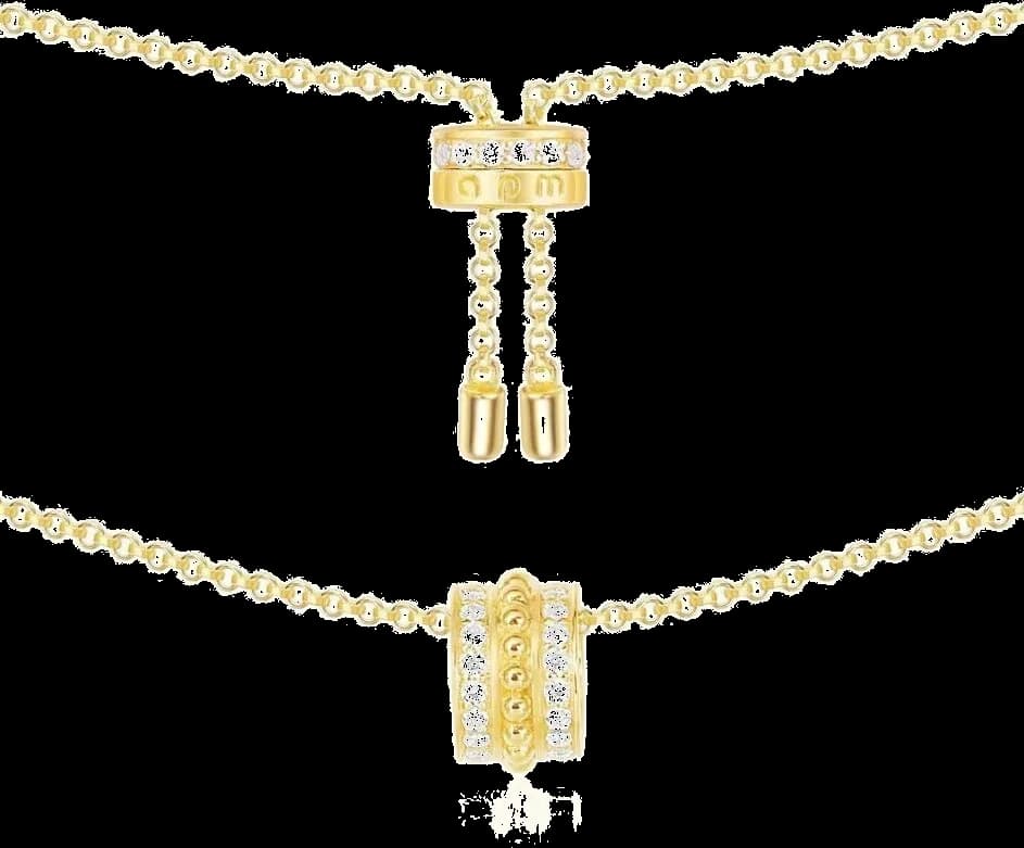 Collier APM Monaco AC4623OXY ajustable en plaqué or jaune avec pendentif cercle à cristaux pour femme