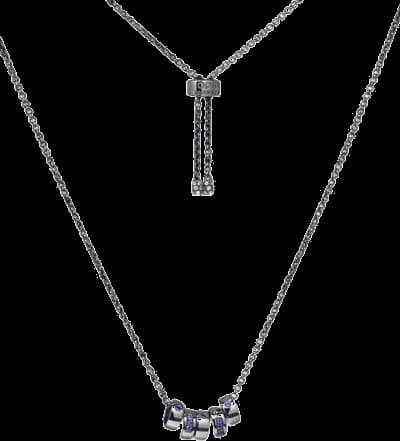 Collier APM Monaco AC6897KBR unisexe noir avec cristaux bleus Morse Code Smile