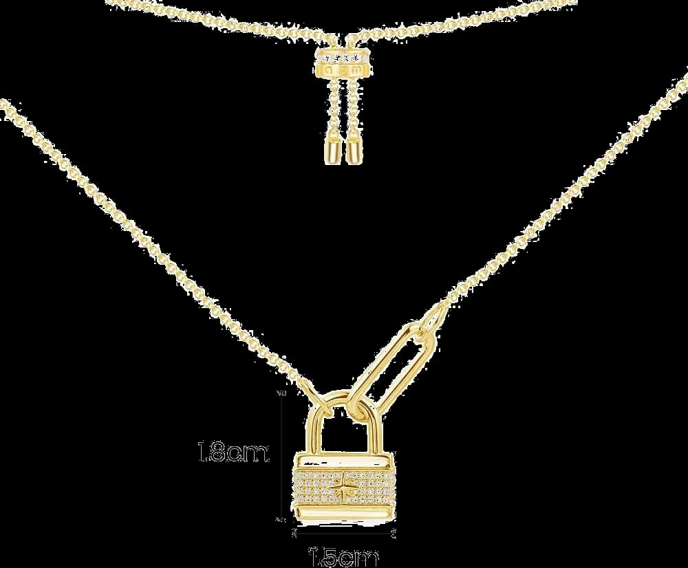 Collier APM Monaco pour Femme, pendentif cadenas incrusté de cristaux, plaqué or jaune - Réf. AC5974OXY vue 3