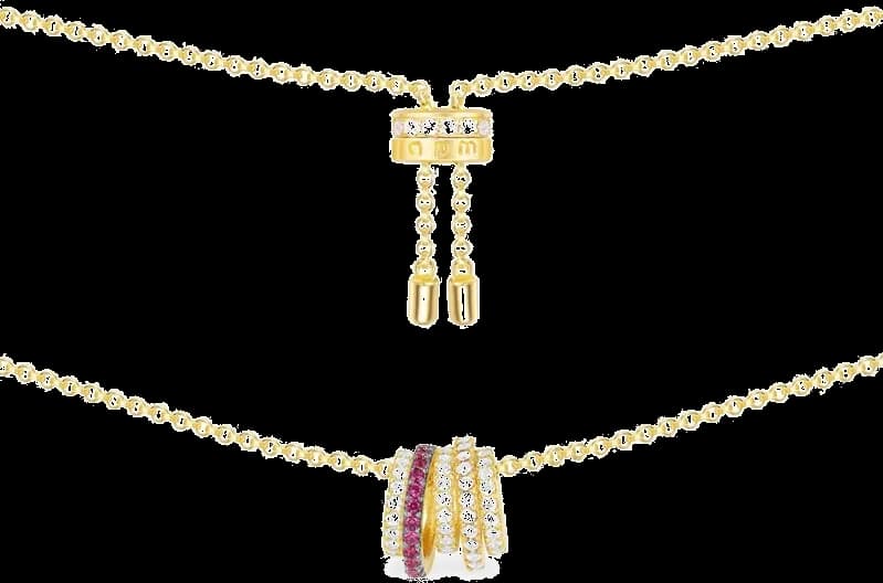 Collier APM Monaco AC4693XKRY en plaqué or jaune avec anneaux et cristaux pour femme