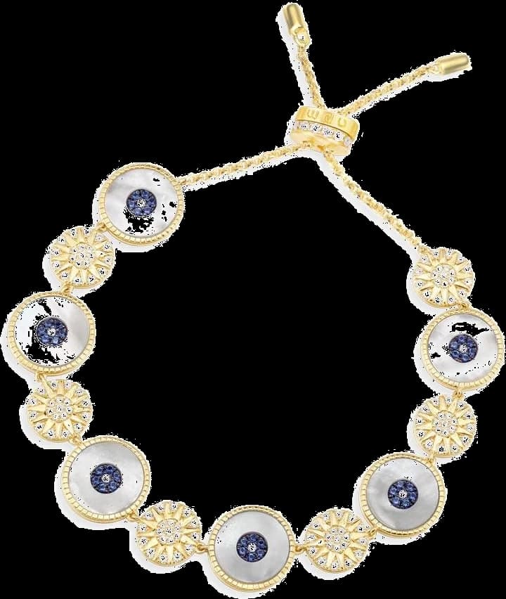 Bracelet APM Monaco Lucky Eyes ajustable pour femme, placage or jaune et nacre - Réf. AB4204MY