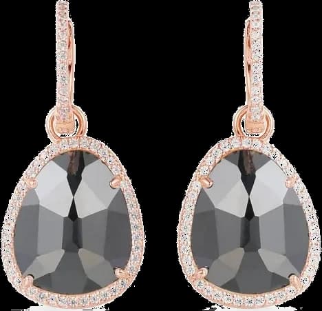Boucles d'oreilles APM Monaco plaqué or rose et pierre noire zirconium - Réf. RE11667XHM
