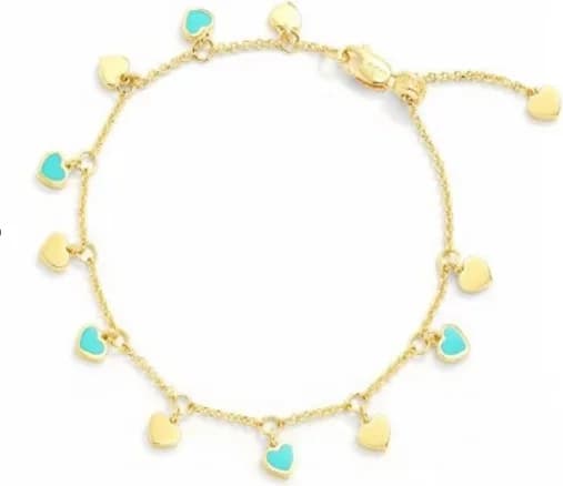 Bracelet ajustable APM Monaco AS184-63 en placage or jaune avec breloques cœurs pour femme