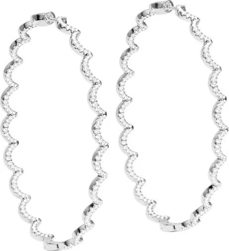 Boucles d'oreilles créoles en argent 925 APM Monaco Wavy Up and Down micropavées zirconium - AE15897OX