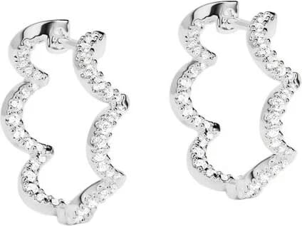 Boucles d'oreilles mini créoles en argent 925 APM Monaco Wavy Up and Down micropavées zirconium - Réf. AE15898OX