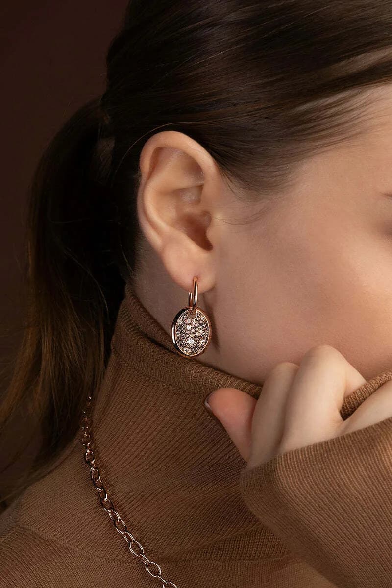 Boucles d'oreilles APM Monaco Festival ovales chocolat plaqué or rose 18k - Réf. PE15362M vue 2