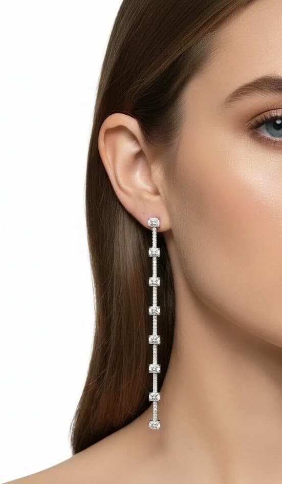 Boucles d'oreilles pendantes APM Monaco Festival - Argent 925 rhodié avec zirconiums - Réf. 112222 vue 2