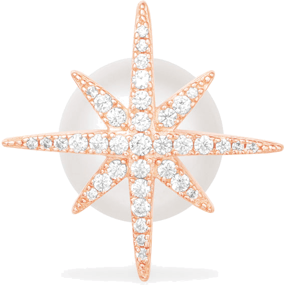 Boucle d'oreille APM Monaco météorites plaqué or rose 18k avec perle