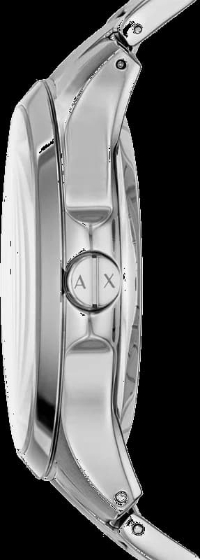 Visage cadran Armani Exchange AX2199 features baton indices, dauphine hands, and date window at 3 o'clock for precise readability
