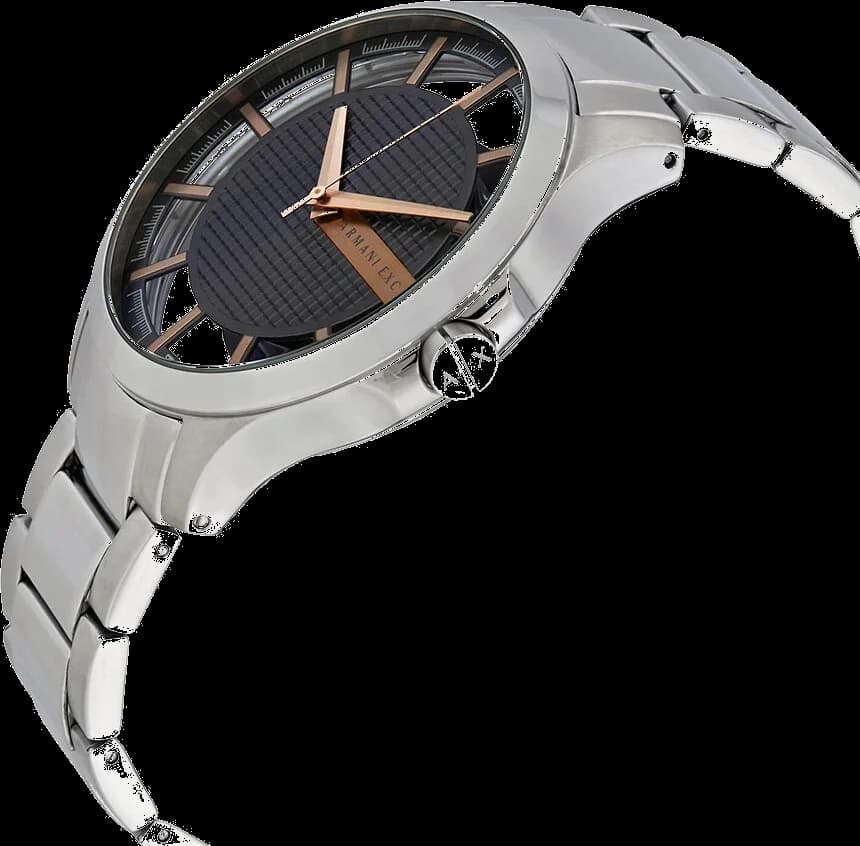 Attache bracelet Armani Exchange AX2199 in stainless steel with deployant clasp, brushed and polished links for comfort and durability