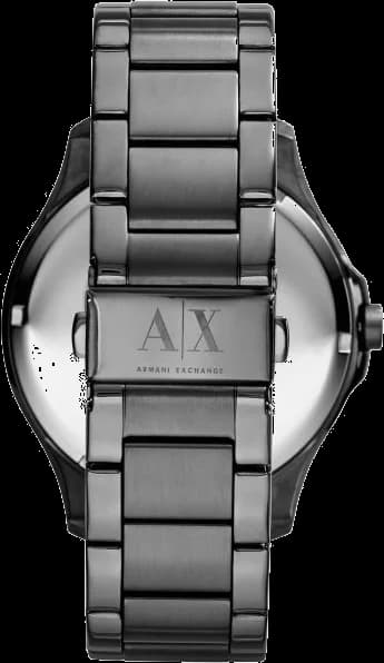 Attache bracelet Armani Exchange AX2135 bracelet acier inoxydable gris avec maillons brossés, fermoir déployant double sécurité gravé
