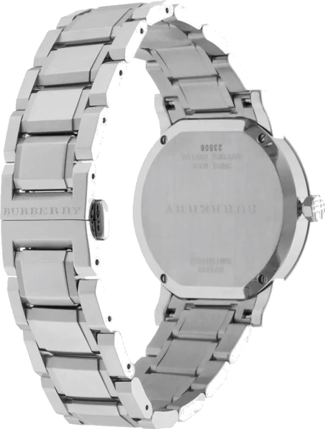 Zoom sur le cadran argent du Burberry BU9000