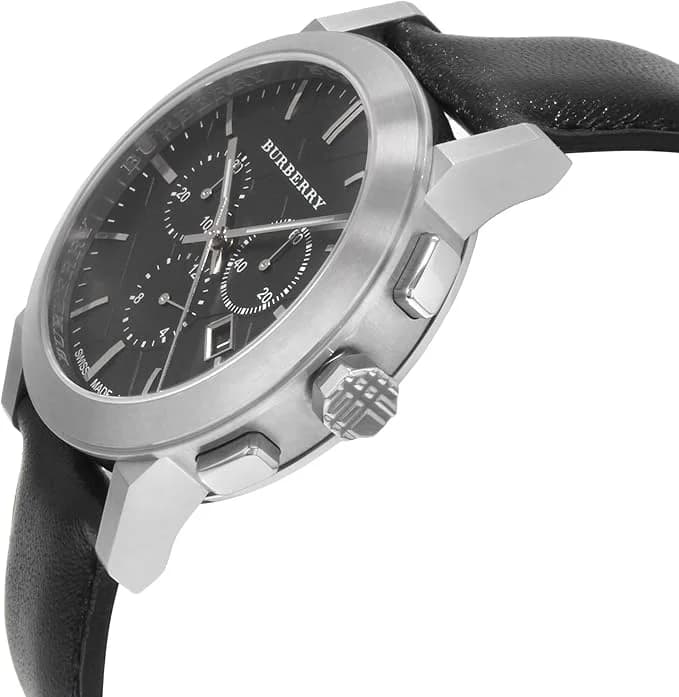 Montre Burberry BU9356 Chronomètre Cadran Noir Bracelet Cuir Unisexe vue 2